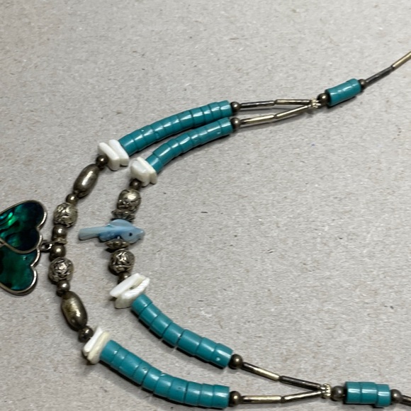 Trading Post Sterling & Turquoise Mop Necklace 18 - Picture 3 of 5
